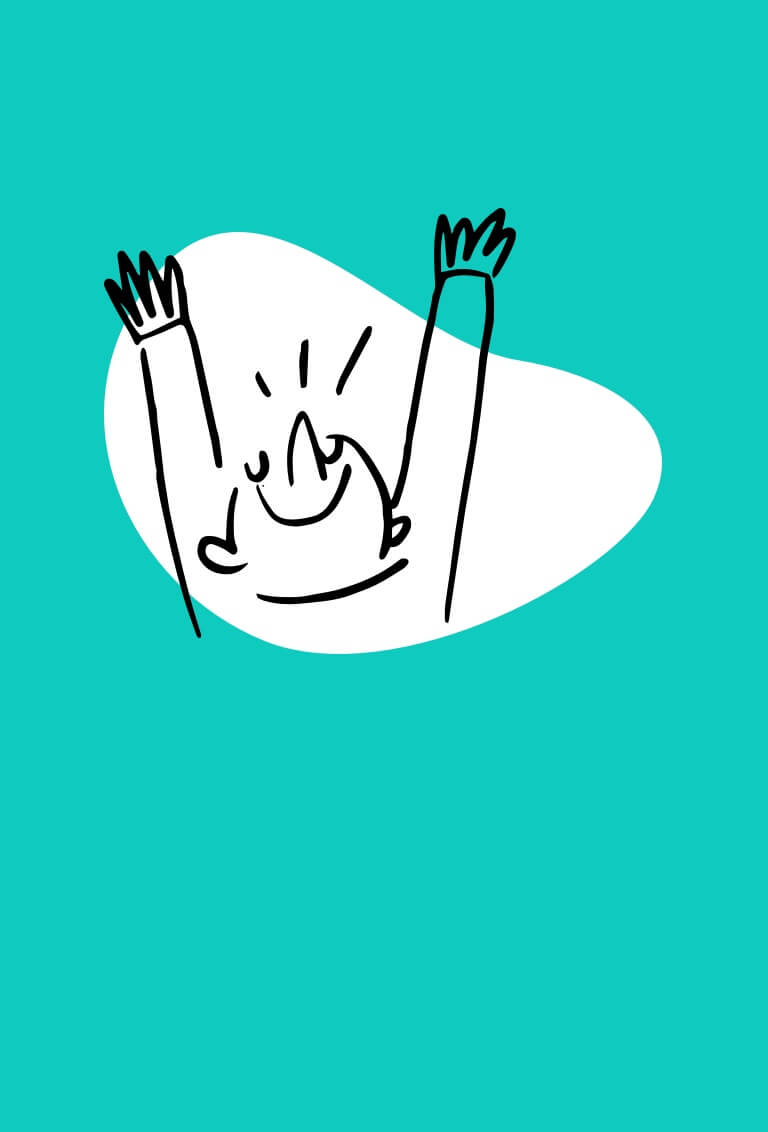 Illustration d'un personnage levant les bras