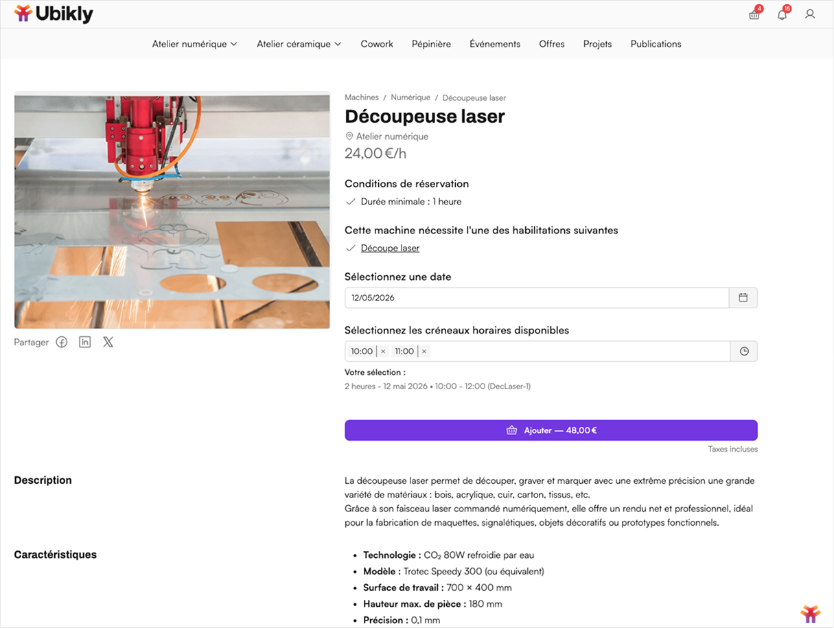 Capture de la landing page de Fabmanager